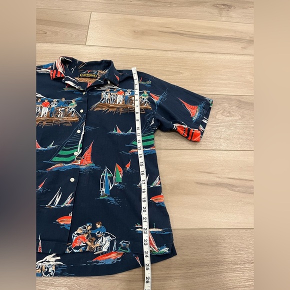 Cacharel Paris Vintage Nautical Button Down Cotton Shirt Navy S - Picture 5 of 7